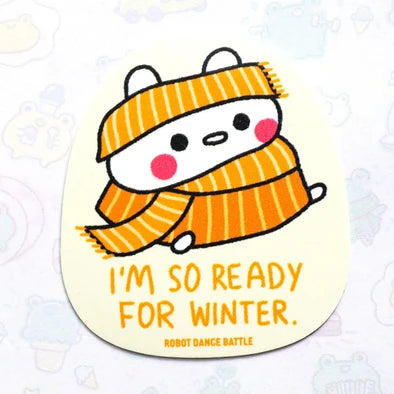 Keep Warm Bunny Scarf Vinyl Sticker