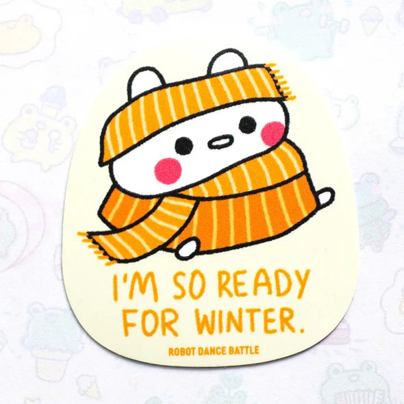 Keep Warm Bunny Scarf Vinyl Sticker