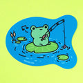 Fishing Frog Sticker