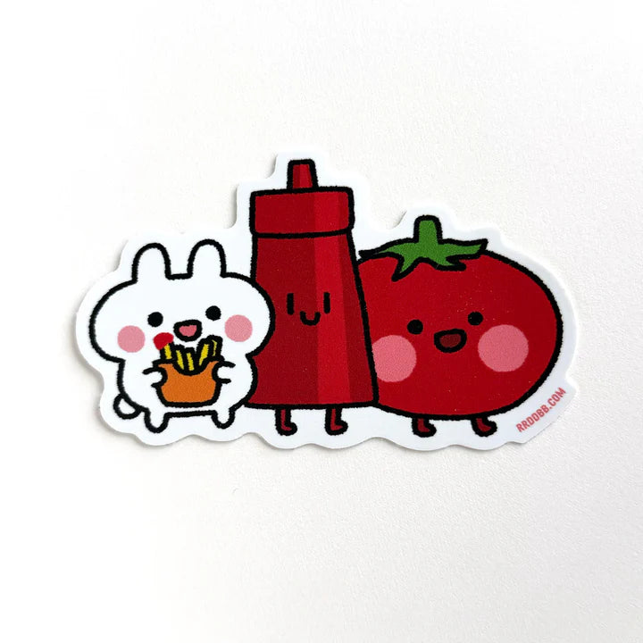 Fries and Ketchup Bunny Vinyl Sticker