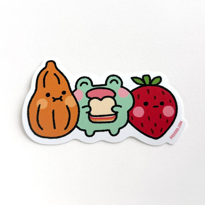 Peanut and Strawberry Jam Frog Vinyl Sticker
