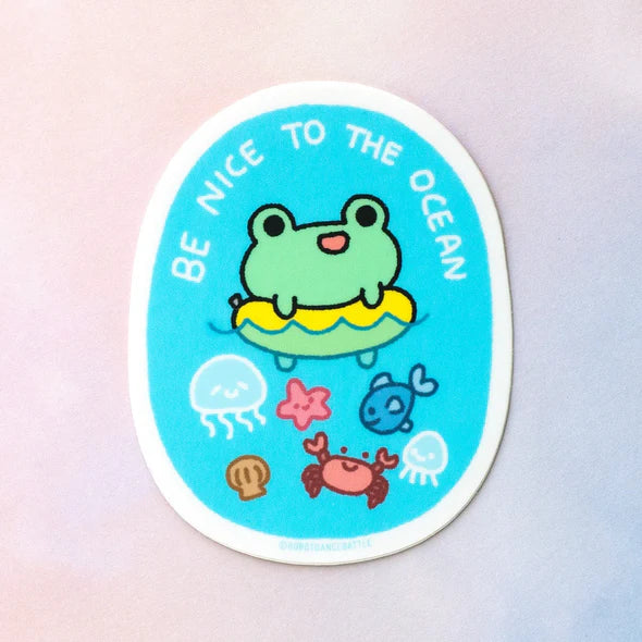 Be Nice To The Ocean Frog Sticker