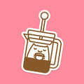 French Press Coffee Cat Sticker