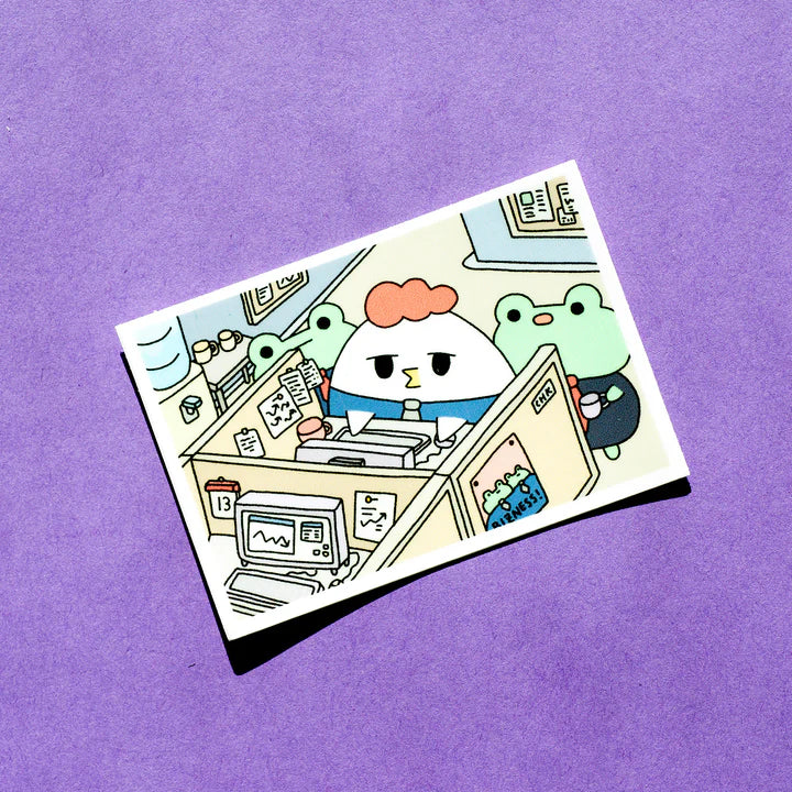 Grumpy Chicken At Work Sticker