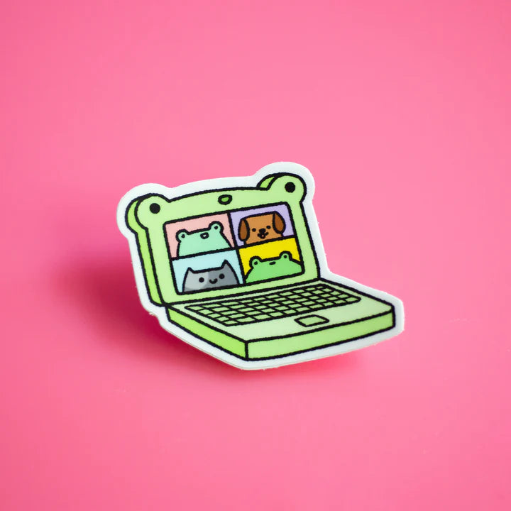 Froggy Laptop Teleconference Sticker