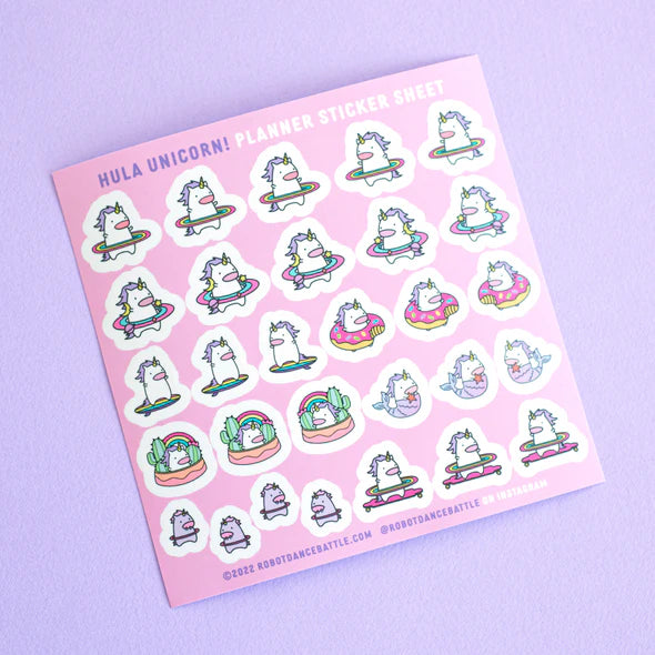 Hula Unicorn Planner Sticker Sheet