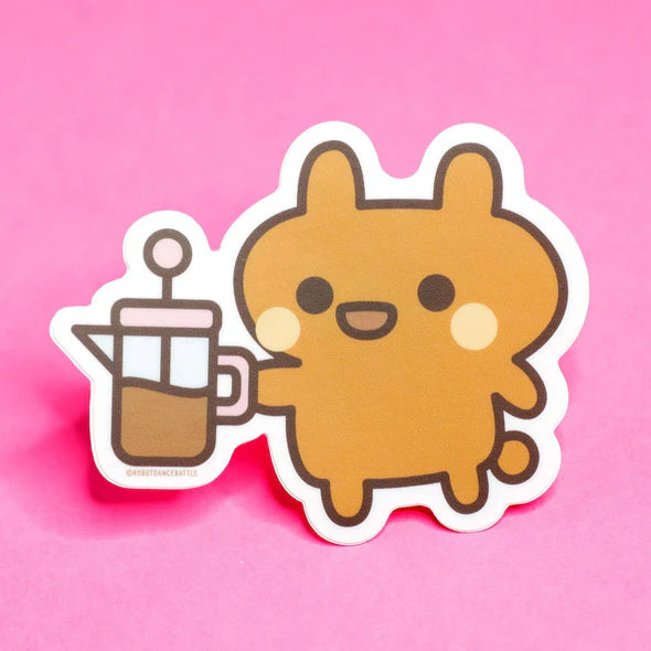 Bunny With French Press Sticker