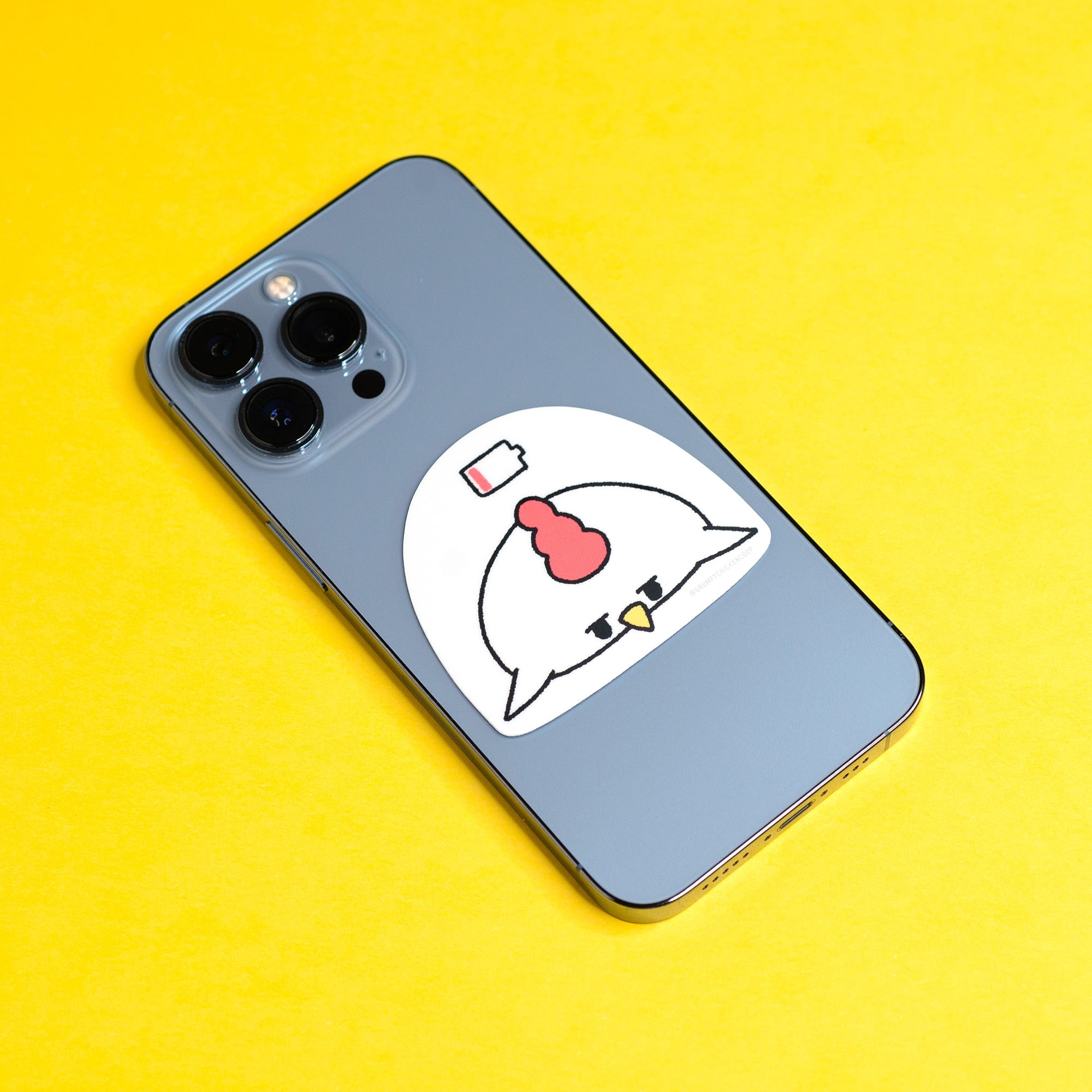 Grumpy Chicken Low Battery Sticker