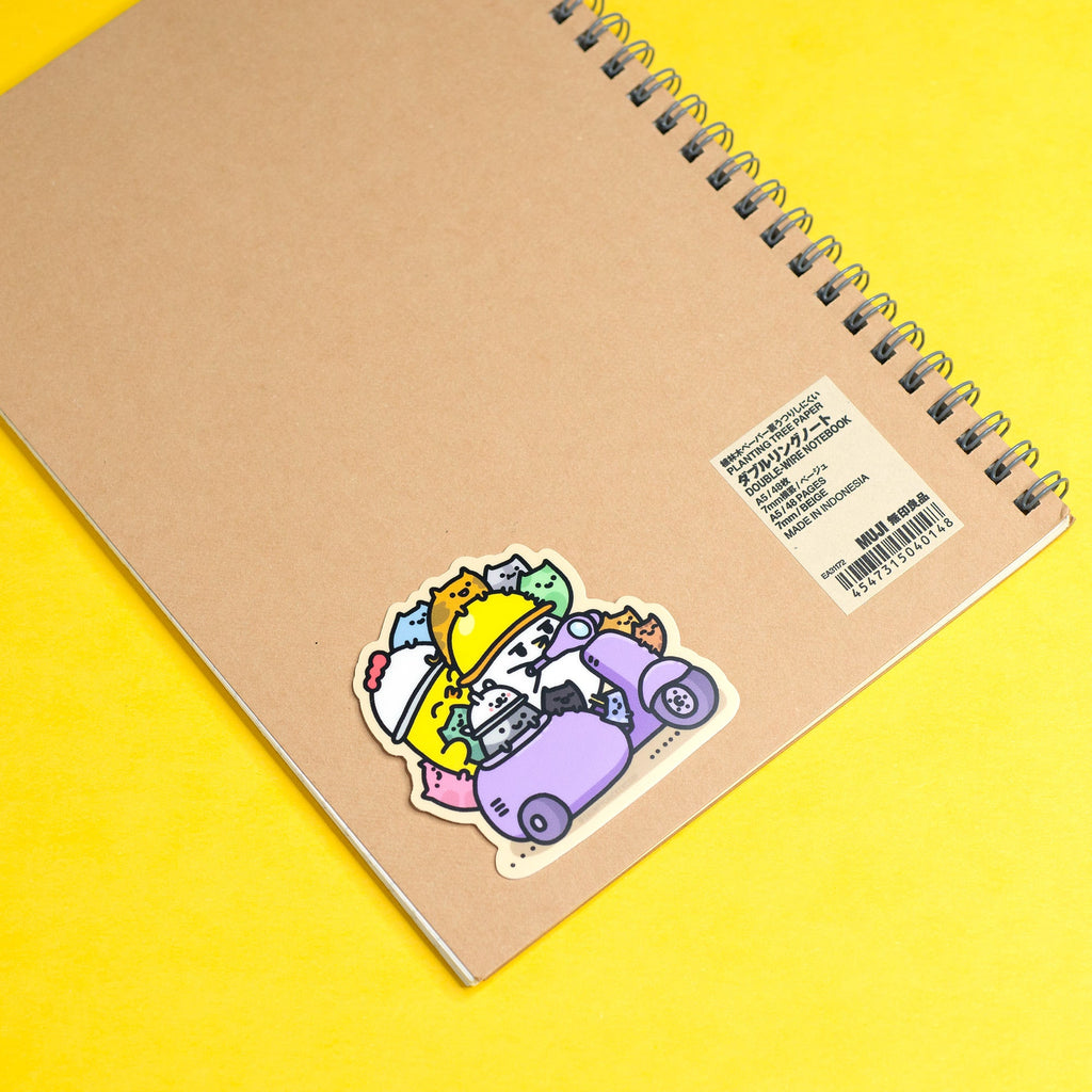 Grumpy Chicken Scooter and Cats Sticker